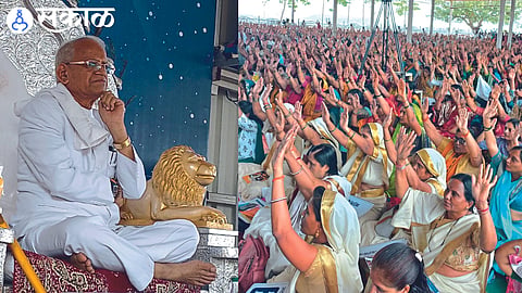 Gurumauli Annasaheb More while guiding in Swami Samarth Gurupeeth and  Servants from all over the country present 