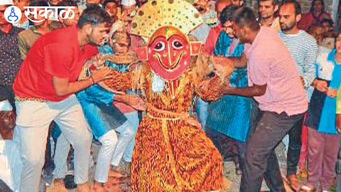 Narasimha's costume taken on Tuesday during the Bohada festival 