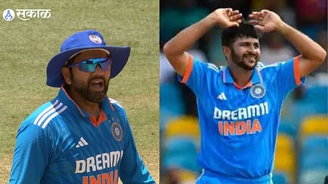  wi vs ind 1st odi rohit sharma gets angry on shardul thakur  