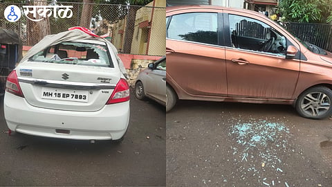 Vehicles destroyed by  gangsters in cidco nashik crime news