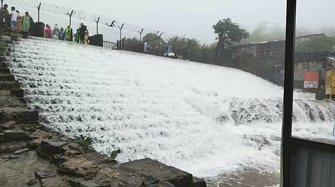maharashtra monsoon popular tourist attraction bhushi dam overflows heavy rains lonavala