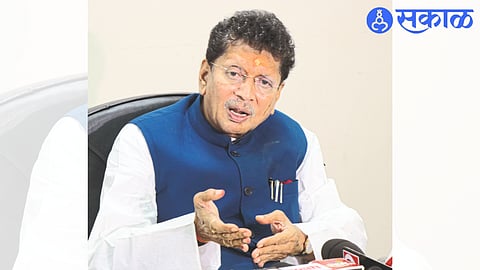 Education Minister Deepak Kesarkar speaking at a press conference on Sunday