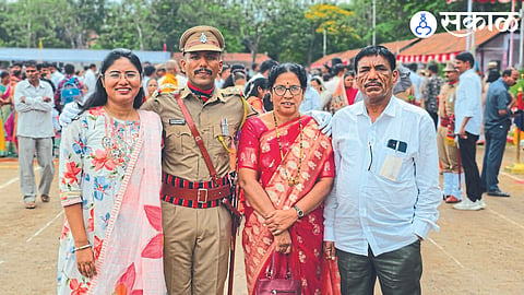 Abhijit Kale, the recipient of 'Revolver of Honour', with his parents and sister.
