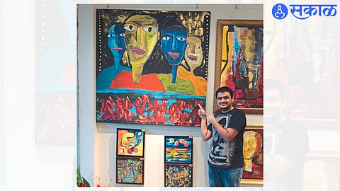 Shivam with one of his unique and distinctive works of art.
