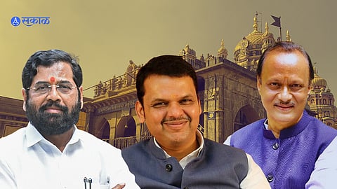 Shasan Aplya Dari Jejuri CM Shinde Devendra Fadnavis and Ajit Pawar visited jejuri gad Khandoba temple  