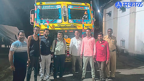 A team of the revenue department while taking action in the case of illegal sand stock.
