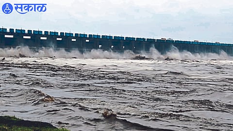 Discharge of water through 41 gates of the dam.