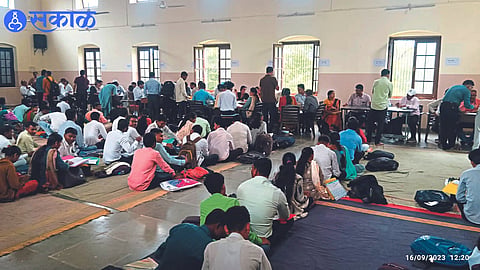 Qualified candidate teacher in profession field in presence in Government Girls School auditorium for document verification
