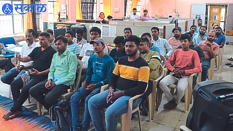 Office bearers of various boards during the meeting of Public Ganeshotsav Corporation held on Thursday at 'Sakal' office.
