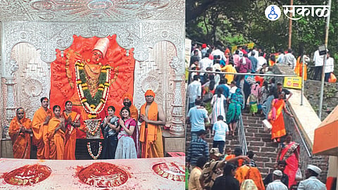 Over 40000 devotees come to saptashrungi gad due to lalita panchami nashik news 