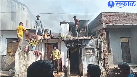 Residents of the area trying to control the fire.