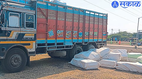 A truck carrying aromatic panmasala and gutkha seized by the police.