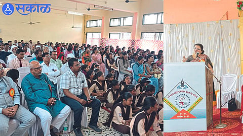 Poet Neerja speaking at the first Marathi literary conference organized by the Sahitya Parishad branch here. Literary lovers present in the second photograph.