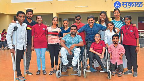 Yajurvendra Mahajan with the students of Manobal Kendra (file Photo)