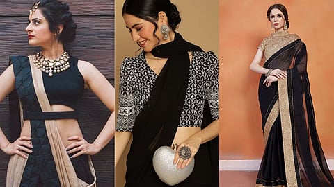 Blouse Fashion: काळ्या साडीसोबत या कलरचे ब्लाऊज ट्राय करून पाहा, दिसाल एकदम हिरॉइनसारख्या 