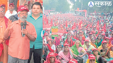 On Monday, Kishore Dhamale addressed the Birhad Mahamorcha on foot for various demands by Satya Shodhak Shetkari Sabha. Neighbor Adv. Vishal Salve, Anand Londhe, Sattar Shah etc. front marcher.