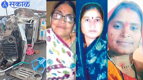 3 women were killed in Container pickup accident in Vichkhede jalgaon news