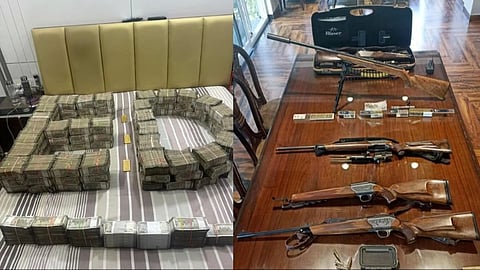 ed raids haryana former NDLA  mla dilbag singh and associates Cash arms found  