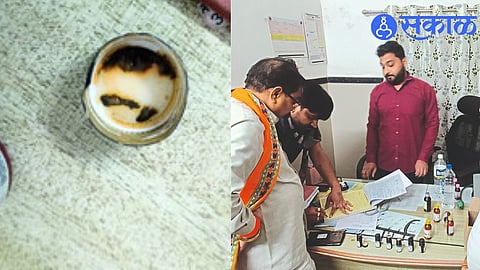 MLA Amshya Padvi while inspecting medicines at primary health center. Lalit Kumar Jat, district chief of Yuva Sena,