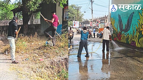 Staff while cleaning premises.