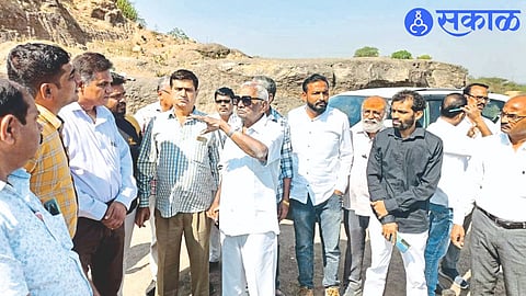 Former MLA  Anil Gote inspecting Express Canal