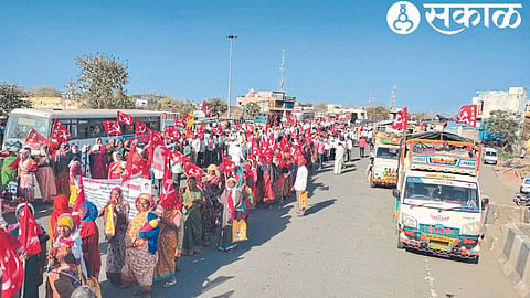 Farmers participating in a march organized by the Marxist Communist Party.