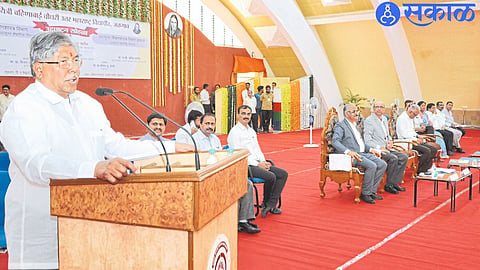 Higher Education Minister Chandrakant Patil speaking at a program organized at Uttar Maharashtra University.