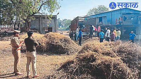 Shrikant Dhiware, Shashikant Patil while inspecting Navkar Goshala on Monday.