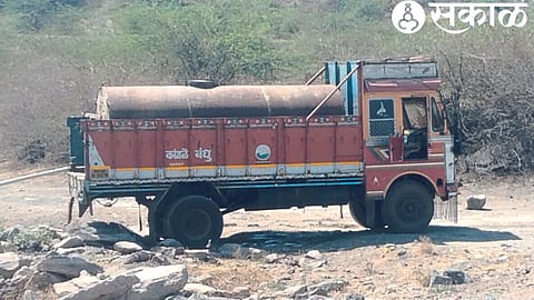 A tanker going to quench the thirst of water-scarce villages in the taluka.