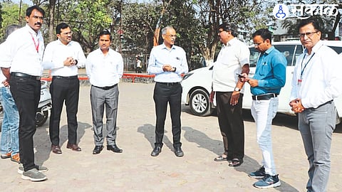 Chief Electoral Officer Shrikant Deshpande during inspection at Chavan College