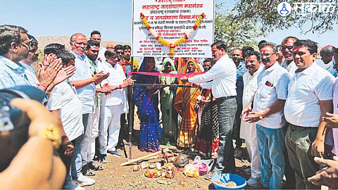 MLA Rajesh Padvi during the Bhoomi Puja of Madhyam Project work