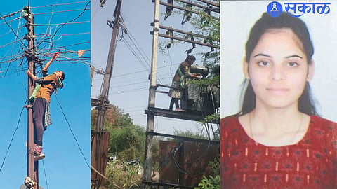 Electrical assistant Nita Vispute doing electrical connection work.