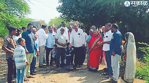 Zilla Parishad member Anandrao Patil during the Bhoomi Puja of the group's funded development works.
