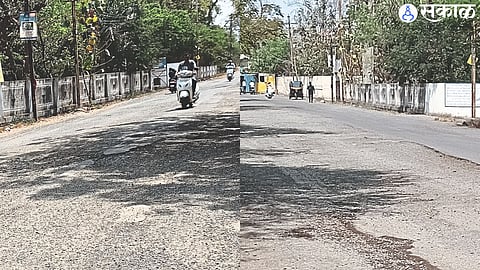 Dr. Babasaheb Ambedkar bad condition road in front of  Social Justice Bhavan.