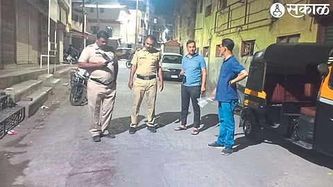 Bhadrakali police inspecting the scene of the attack.