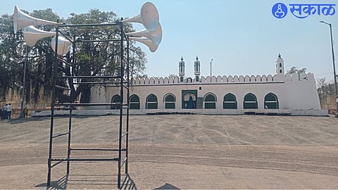 Eidgah grounds fully equipped for Ramadan Eid prayers.