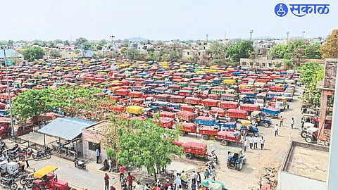 Record arrival of onions in market committee in Nampur on Monday