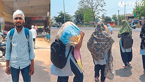 Students walking home from the sun after the paper.