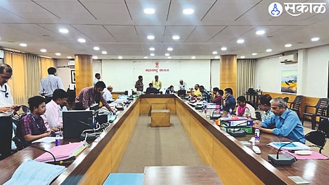 Officials checking expenses of candidates from Dindori Lok Sabha constituency at Government Rest House on Thursday