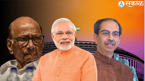 Sharad Pawar, Narendra Modi,  Uddhav Thackeray 