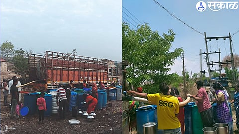 Water supply by tanker in Yeola rural areas.