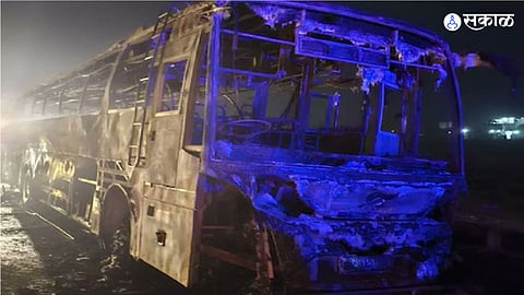 Haryana Expressway Bus fire Killed  8 Traveleres