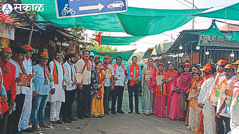 From Sri Ekvira Devi Temple on Friday BJP functionaries present after the launch of Dr. Subhash Bhamre campaign.