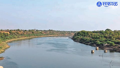 Girna river flowing with the first rain.