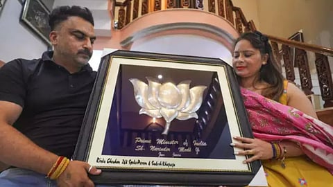 Jammu jeweller crafts 3 kg silver lotus for Modi historic third term as PM Marathi News  