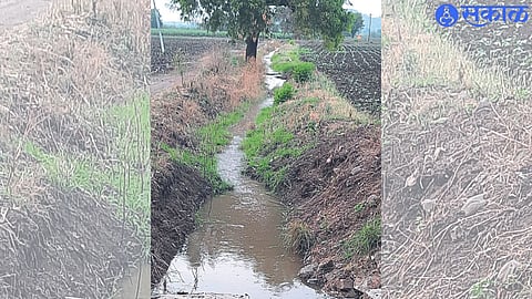 Excess water flowing through drainage.