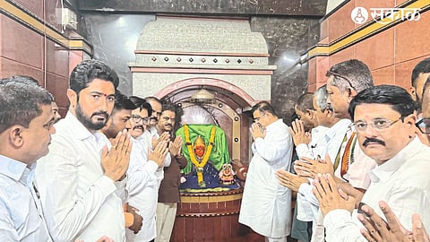 Jayakumar Rawal and supporters praying to the goddess for good rain