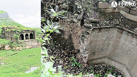 A large amount of Panveli is stored in the Ganapati tank at the fort at Mulher. In the second photograph, the collapse of the Chandan Barav well.