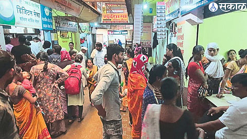 Queue of women in front of the Setu office to get income Income Certificate