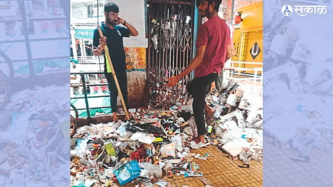 Garbage piled up in Golani's elevator. Golani market cleaned in second photo.
